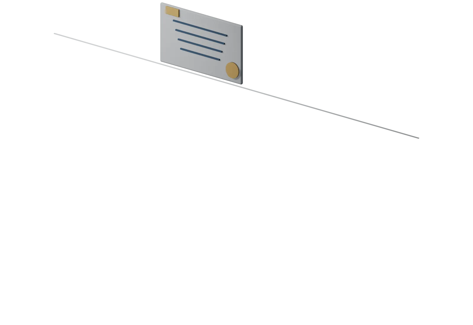 Isolated render of the survey certificate, report lines and signoff seal